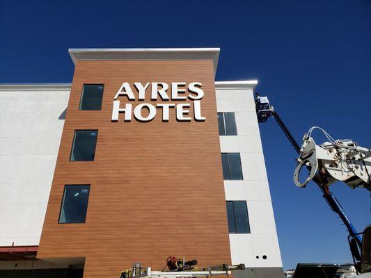 New signage for Ayres Hotal in Vista, CA. Use Promotional Signs Inc for your upcoming hotel or restaurant project