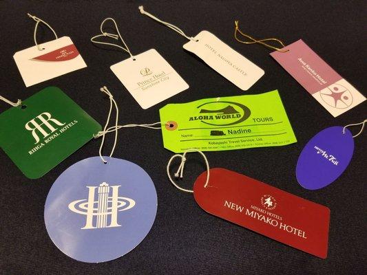 Luggage tags from all of the hotels we stayed at during the Japan Spring Odyssey Tour 2019...11 nights at 8 hotels