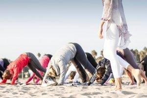 Liquid Bliss Yoga beach classes on 80th Street in Harvey Cedars, NJ.