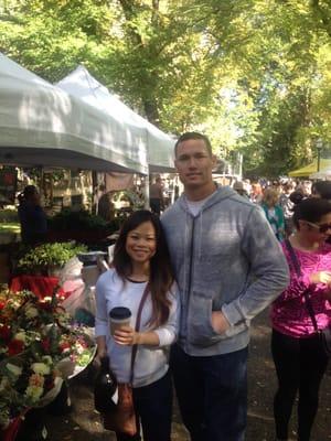 Me and my girlfriend at the Portland University farmers market the following morning after the rescued eye.