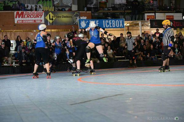 This me jumping the apex at a roller derby bout.