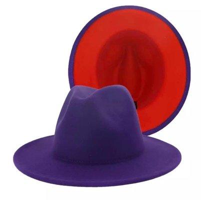 Purple and red bottom fedora hat