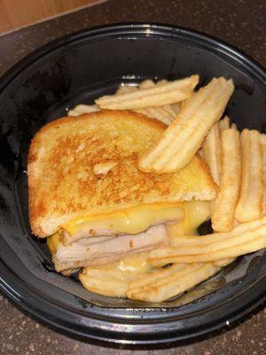 Tiny Turkey Melt, bland fries