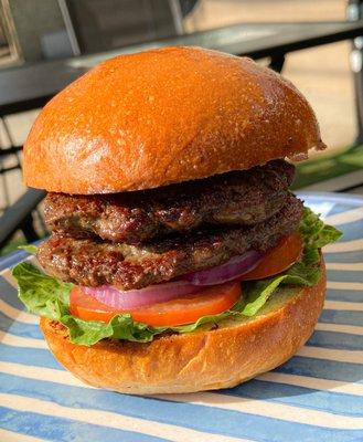 Double Stacked Fresh Beef Burgers, burgers are made in store!