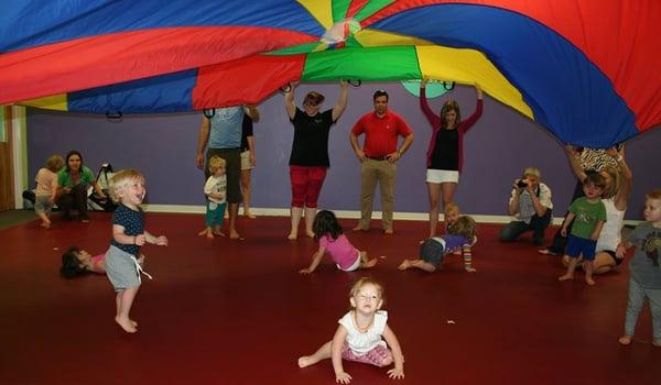 Beasts love exploring under the parachute!