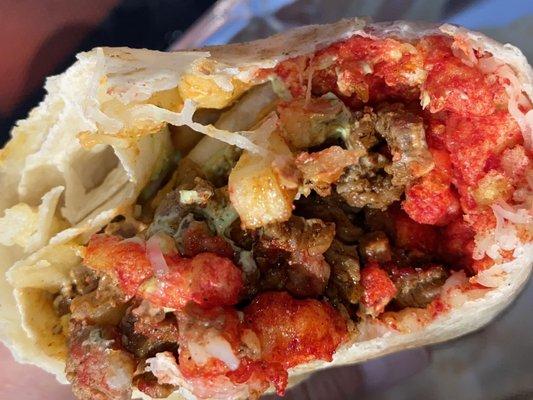 Now that's what I'm talkin bout! Flamin' hot Cheetos in my burrito