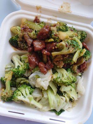 Super greens and broccoli beef.