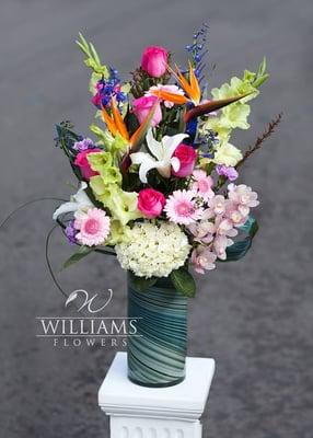 Birds in paradise bouquet that is featured under our soon to be new name of Williams Flowers.