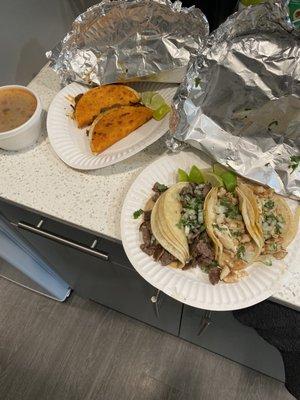 Chicken, steak and queso birria tacos