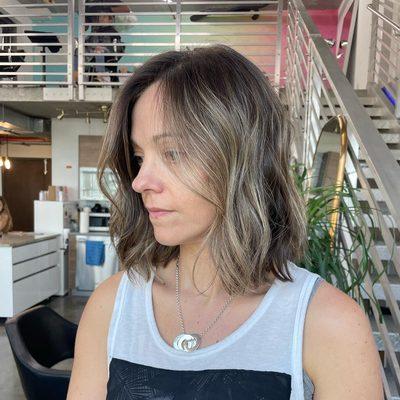 Shoulder length cut with blended balayage