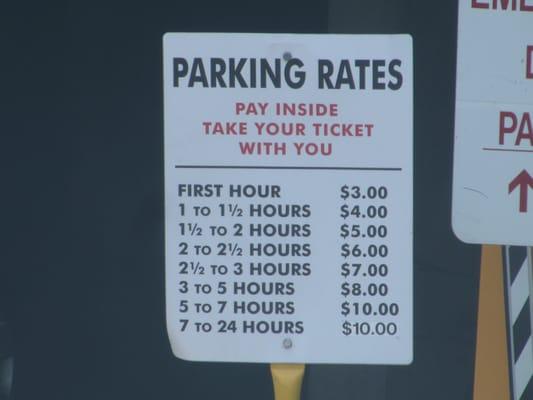 ER parking garage rates 7/2013