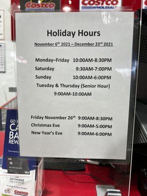 Hours for nov and Dec 2021