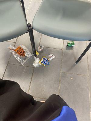 This is what greets you in the Er. Is this not a state violation? Biohazard bags with soda cans and trash.