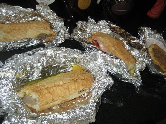 Philly Cheese Steak, Club Sandwich, Roast Beef Sandwich and a Chili Cheese Hotdog