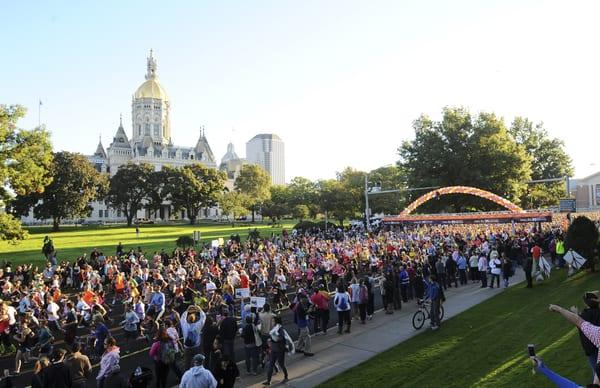 The start line of the 2013 ING Hartford Marathon and Half Marathon