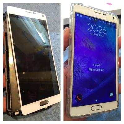 before and after of a Galaxy Note 4 LCD Assembly repair!!:)