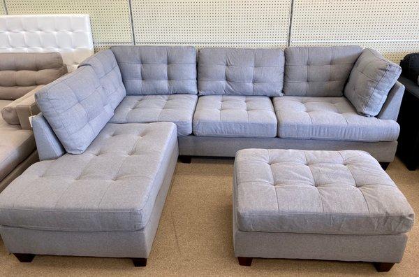 Two piece sectional w/free ottoman. Only $469 - other colors available.