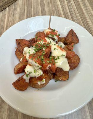 NEW! Papas BRAVAS WITH GARLIC AIOLI AND CAPPER TOMATO SAUCE WITH SMOKED PAPRIKA