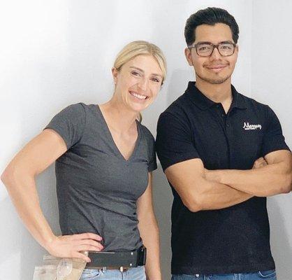 Miguel helped Jasmine Roth refinish hardwood on HGTV's Hidden Potential.