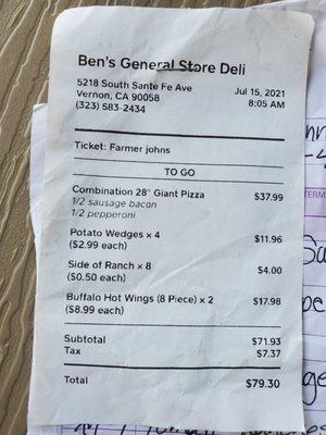 15 people ate for less than $100