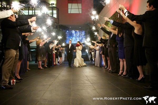 Sparkler farewell. Apparently available as an option when you book a wedding package.