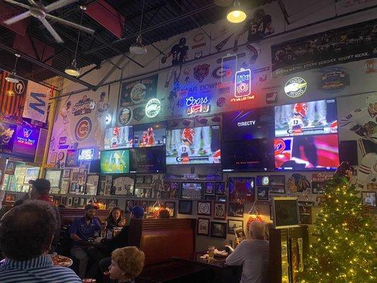 Wall displaying all Chicago sports teams.