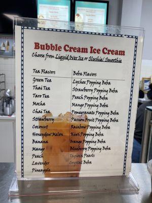 Boba menu