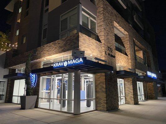 Main entrance is in the courtyard (by the circular logo). Side doors by the sidewalk remain locked.