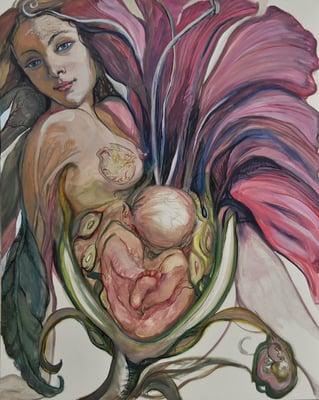 Painting by Carrie Jadus for Holistic Maternity's Art Exhibition