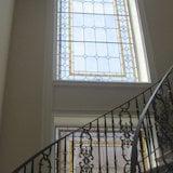 Leaded Glass in Multiple Level Hallways