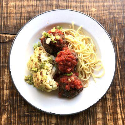 August 22nd: Beef Meatballs with Chunky Tomato Sauce. Buttered Spaghetti Pasta Noodles. Roasted Cauliflower with Olives Salsa.