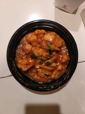 Orange chicken with a side of cardboard