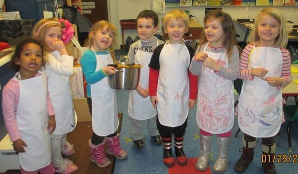 Cooking is a great way to learn cooperation, literacy, math and science.