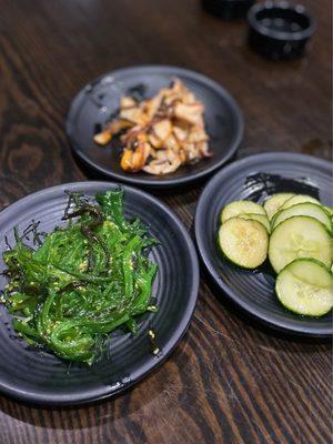 Seaweed Salad, Cucumber Salad, Ika Sansai Salad