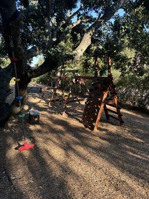 Swing Set .
With swings monkey bar and climbing wall .