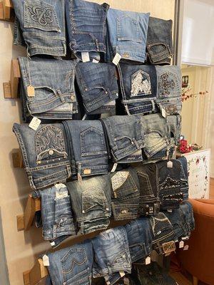 Selection of branded jeans