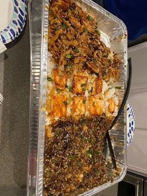 Teriyaki platter (chicken, beef, salmon)