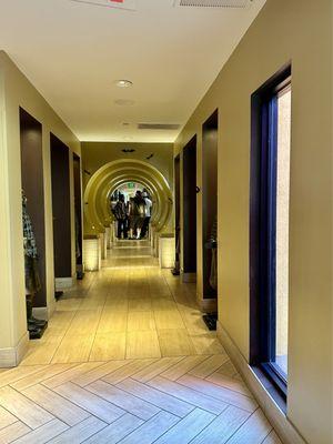 Hallway to several dinning areas