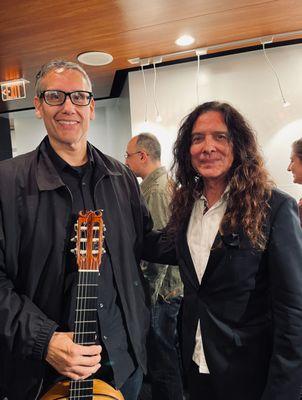 Alex Guillen with Flamenco guitarist, Tomatito post-concert.