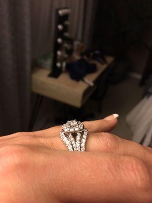 Side view of wrap and engagement ring together