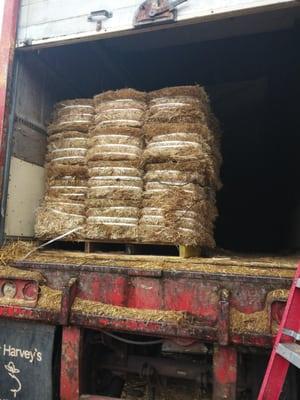 compressed straw bales.