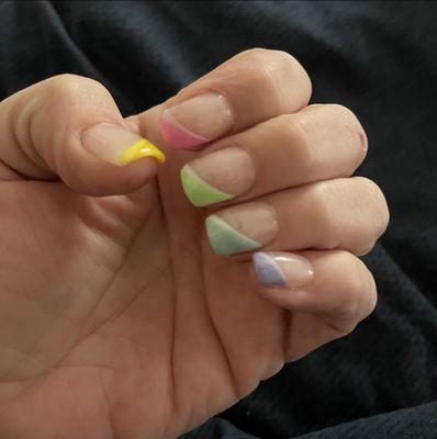 Spring Nails!    rainbow French gel polish