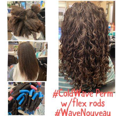 #ColdWavePerm (From kinky to spiral curl)