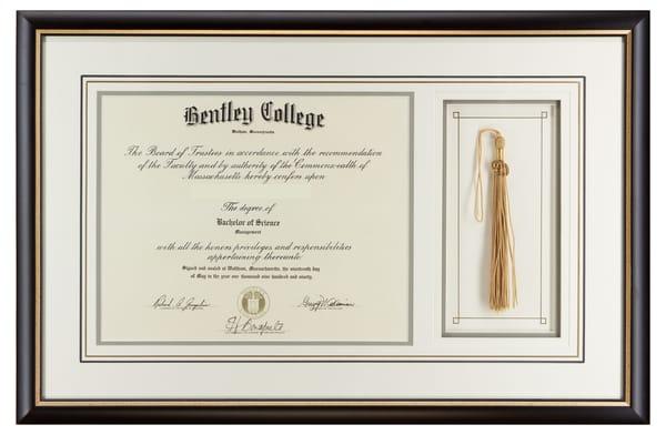 Framed diploma with tassel