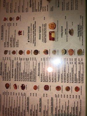 Menu right on the table  Has all the tasteful Indian Muslim delicacies