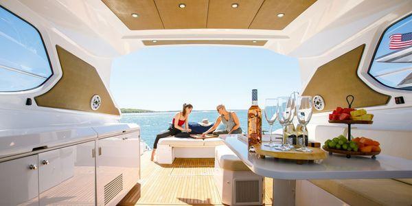 Our 50' Azimut is the perfect boat for relaxing with family and friends