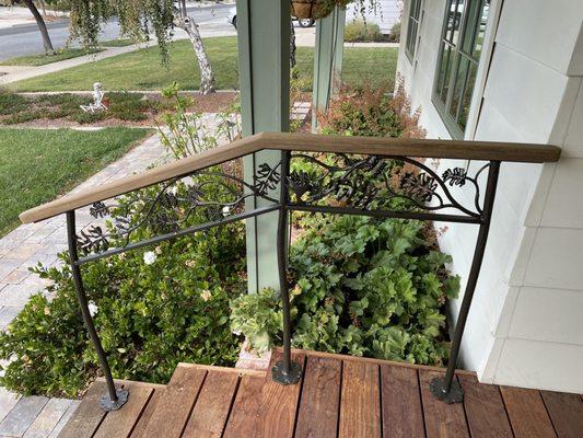 Ipe wood handrail on wrought iron