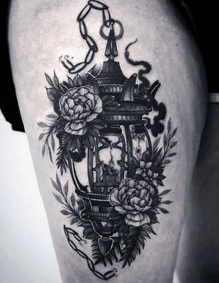 Lantern tattoo by Nate Silverii