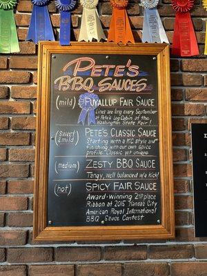 Sauce menu