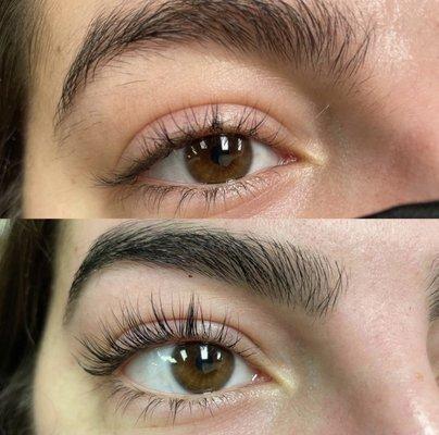 Lash lift and brow shape